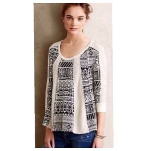 Anthropologie Lilka Geo-Jacquard Swing Pullover